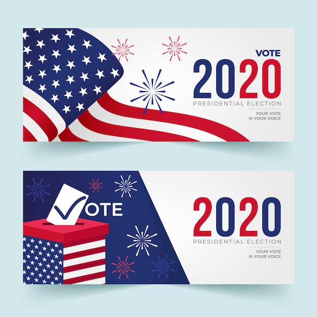 Vector gratuito plantillas de diseño de banners de elecciones presidenciales de ee. uu. 2020