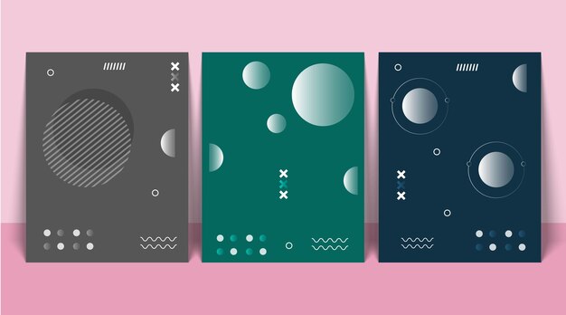 Plantillas de diseño de carteles de estilo memphis de forma fluida abstracta