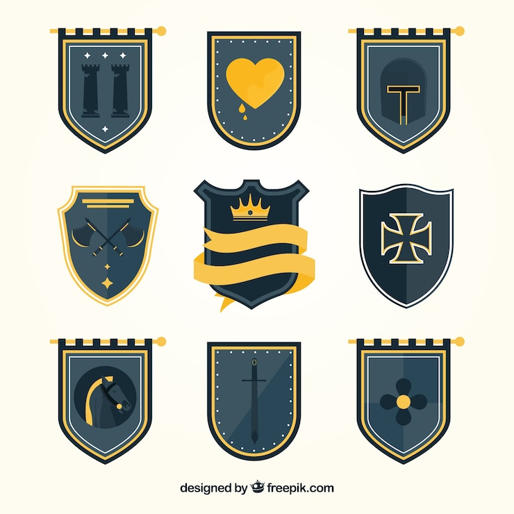 Vector gratuito plantillas de emblemas de caballero oscuros