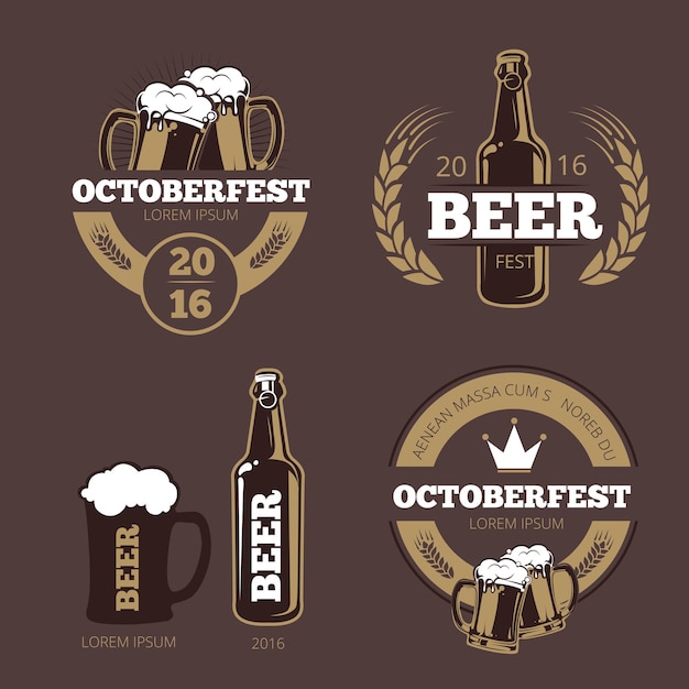 Vector gratuito plantillas de etiquetas de cerveza para cervecería, cervecería, pub y bar.