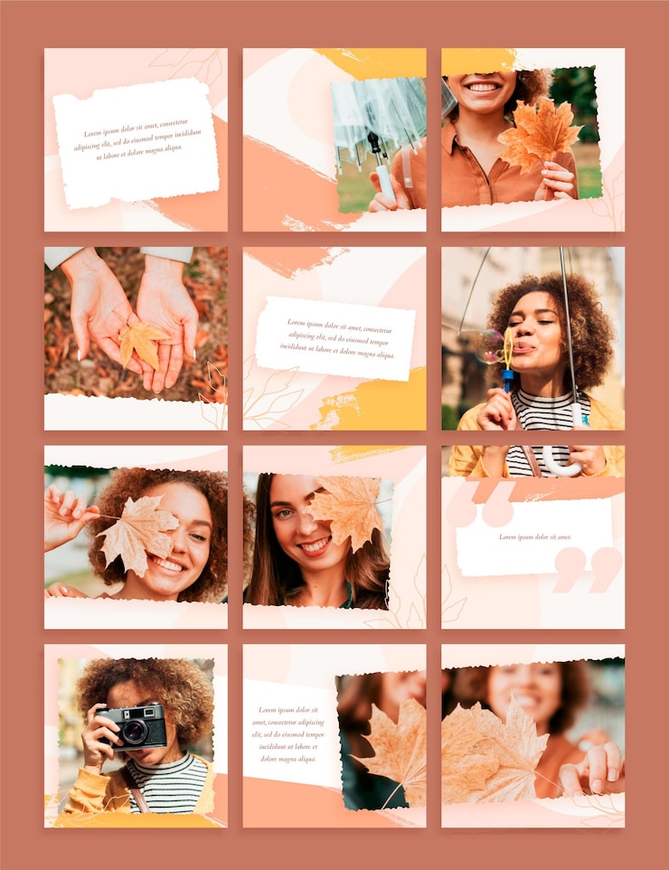 Vector gratuito plantillas de feed de rompecabezas de instagram