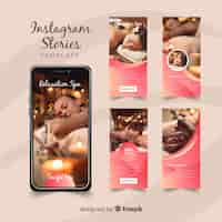 Vector gratuito plantillas de instagram stories de spa
