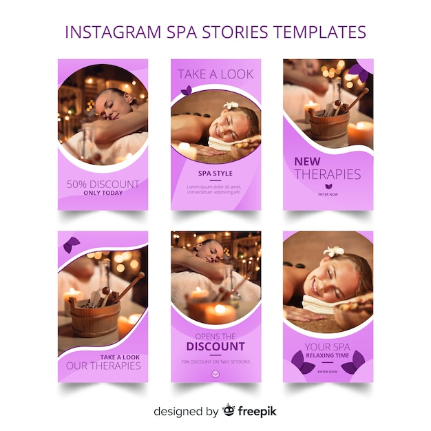 Vector gratuito plantillas de instagram stories de spa