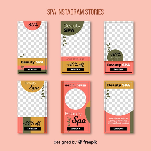 Vector gratuito plantillas de instagram stories de spa