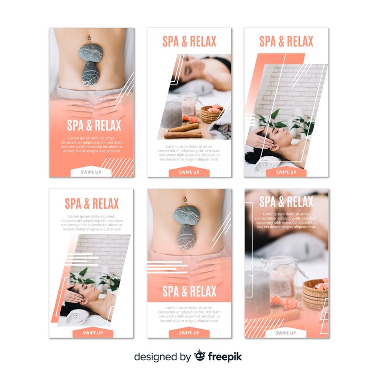 Vector gratuito plantillas de instagram stories de spa