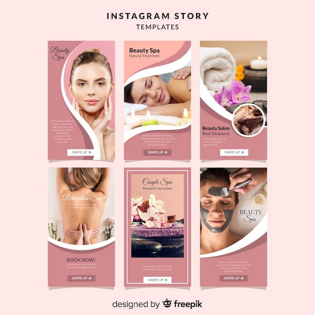 Vector gratuito plantillas de instagram stories de spa