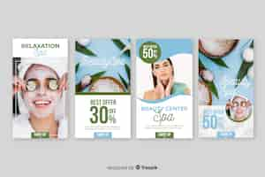 Vector gratuito plantillas de instagram stories de spa