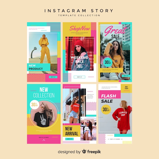 Vector gratuito plantillas de instagram stories