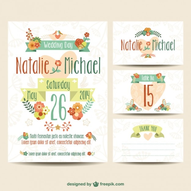 Vector gratuito plantillas de invitaciones de boda imprimibles