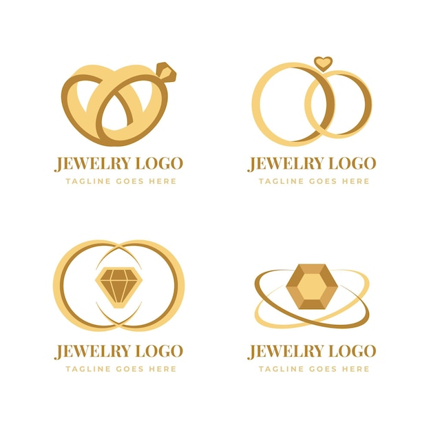 Plantillas de logotipo de anillo de diseño plano creativo