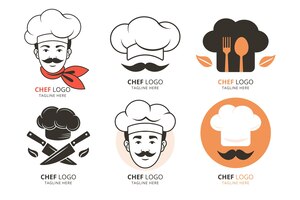 Vector gratuito plantillas de logotipo de chef de diseño plano