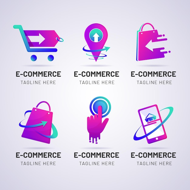 Plantillas de logotipo degradado de comercio electrónico