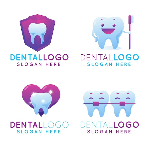 Vector gratuito plantillas de logotipo dental degradado