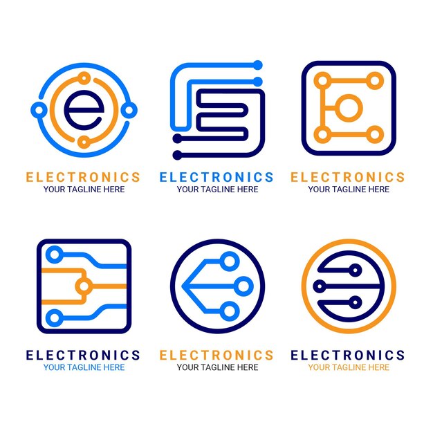 Plantillas de logotipo de electrónica de diseño plano