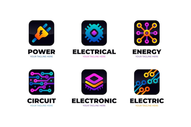 Vector gratuito plantillas de logotipo de electrónica gradiente
