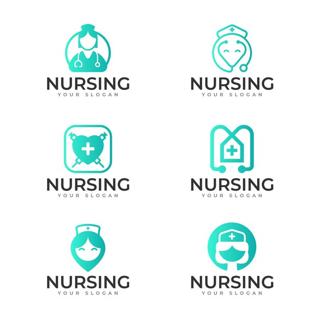Plantillas de logotipo de enfermera gradiente