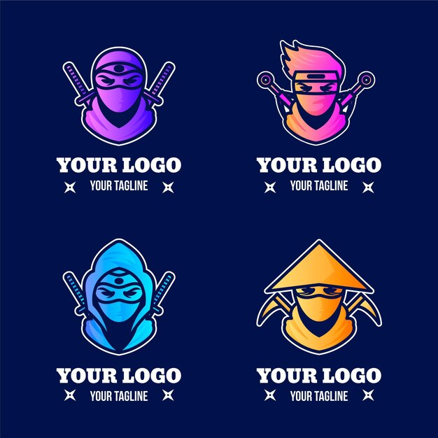 Plantillas de logotipo gradiente ninja