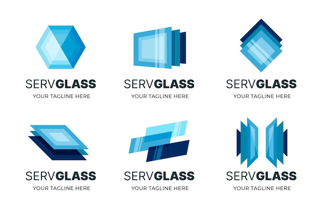 Vector gratuito plantillas de logotipo de vidrio de diseño plano creativo