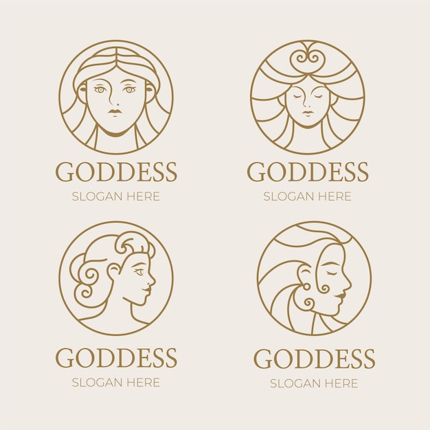 Plantillas de logotipos de diosa lineal