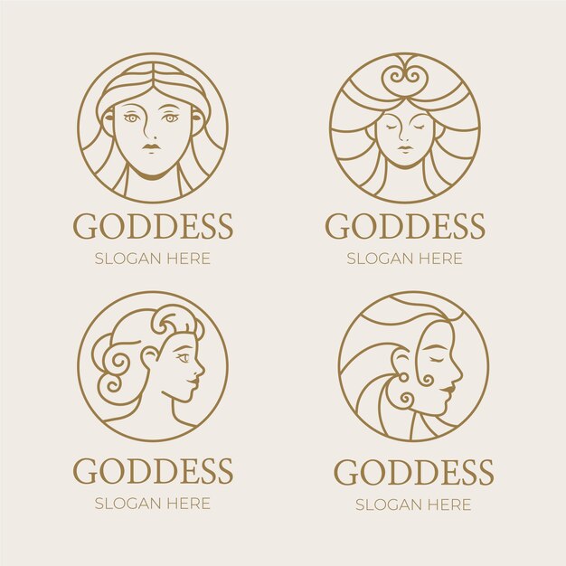 Plantillas de logotipos de diosa lineal