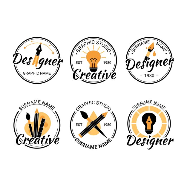 Plantillas de logotipos de diseñadores gráficos planos