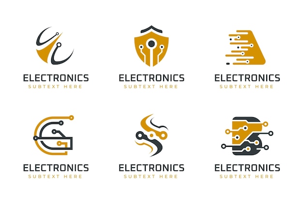 Plantillas de logotipos de electrónica plana