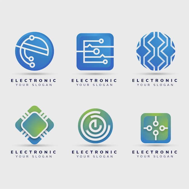 Vector gratuito plantillas de logotipos de electrónica plana