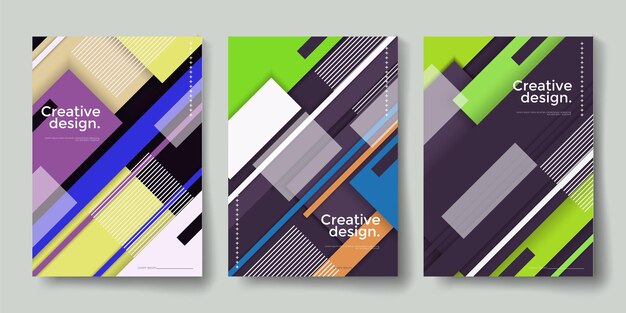 Plantillas de portada minimalistas Composición de formas degradadas modernas Patrón de fondo geométrico creativo
