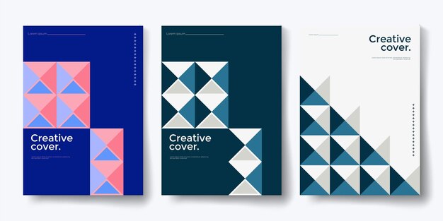 Plantillas de portada minimalistas Composición de formas degradadas modernas Patrón de fondo geométrico creativo