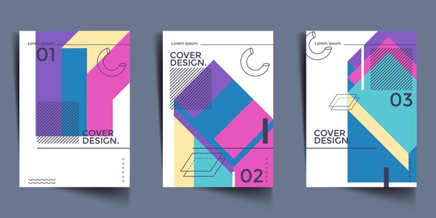 Plantillas de portada minimalistas Composición de formas degradadas modernas Patrón de fondo geométrico creativo