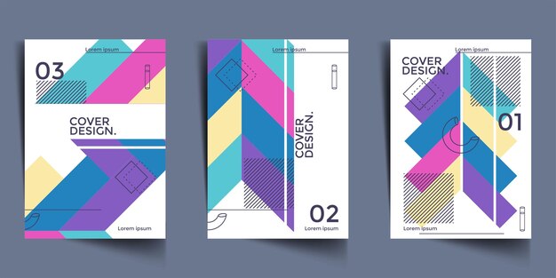 Plantillas de portada minimalistas Composición de formas degradadas modernas Patrón de fondo geométrico creativo