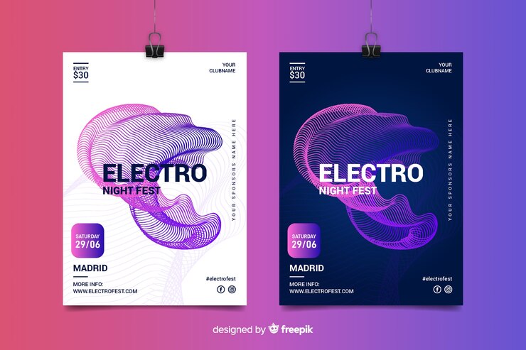Vector gratuito plantillas de póster de festival de música electrónica