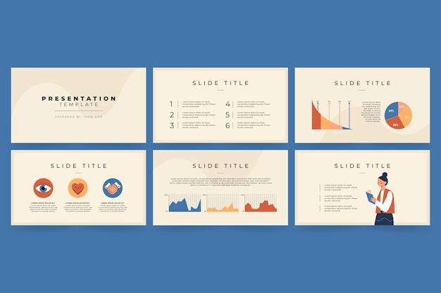 Vector gratuito plantillas de presentación de diseño plano dibujadas a mano