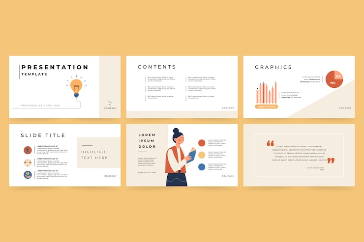 Vector gratuito plantillas de presentación de diseño plano dibujadas a mano