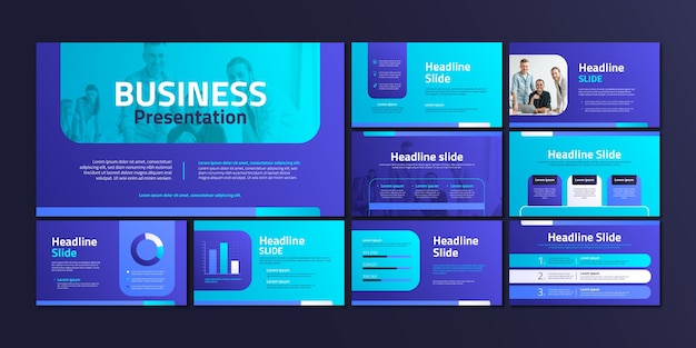 Vector gratuito plantillas de presentación de negocios con degradado