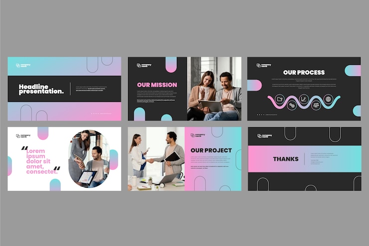 Vector gratuito plantillas de presentación de negocios degradados