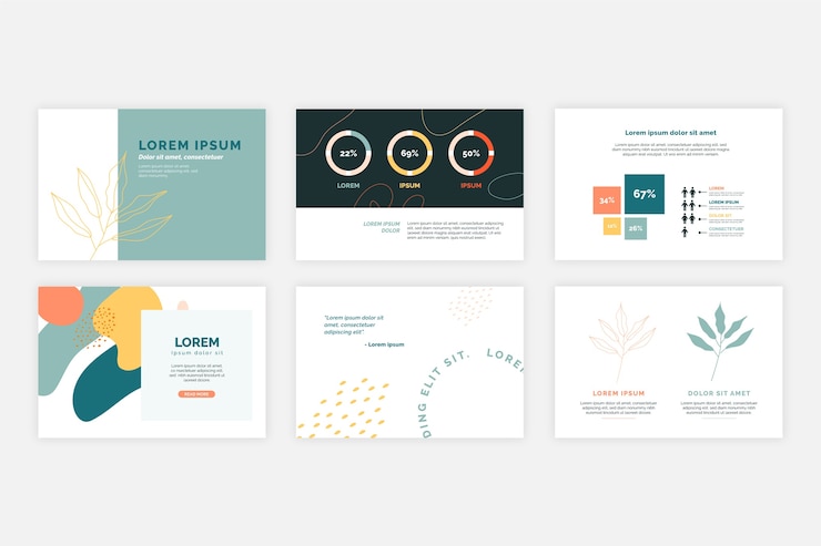 Vector gratuito plantillas de presentación de negocios de diseño plano dibujadas a mano