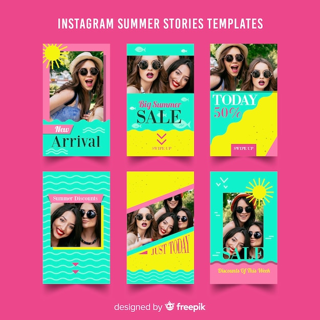 Vector gratuito plantillas de stories de instagram de compras veraniegas