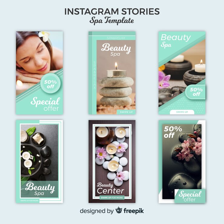 Vector gratuito plantillas de stories de instagram de spa