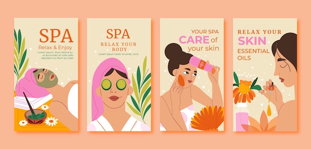 Vector gratuito plantillas de stories de instagram de spa