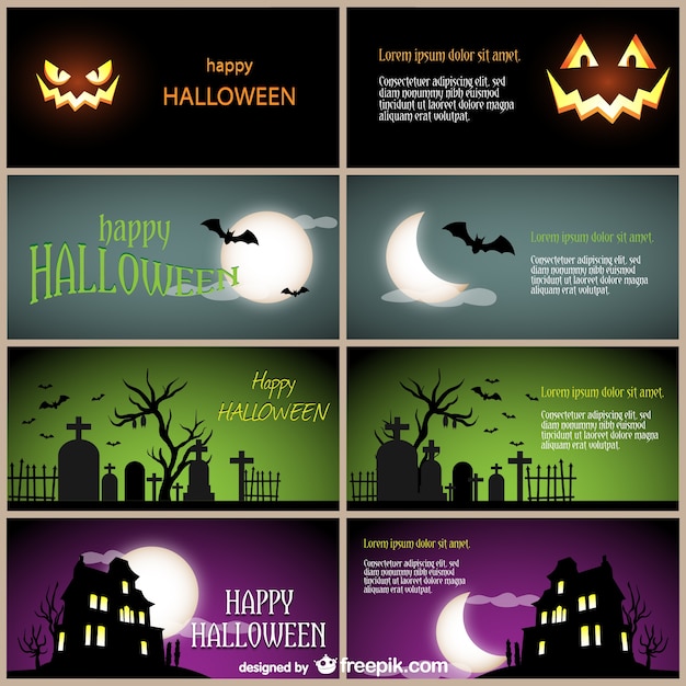 Vector gratuito plantillas de tarjetas para halloween