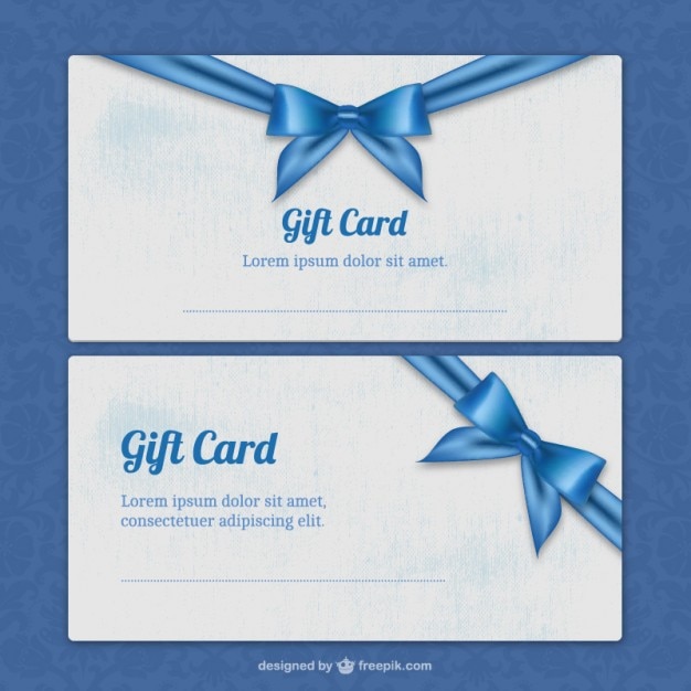 Plantillas de tarjetas de regalo con cinta azul