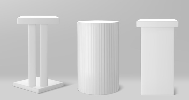 Plataforma de columna de podio de pilar de vector 3d blanco