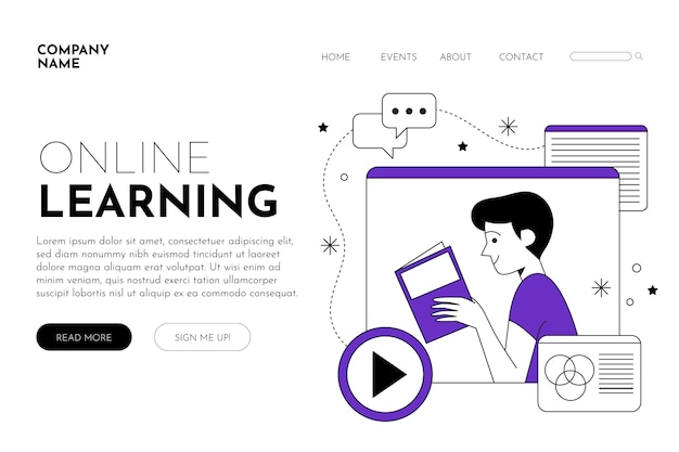 Plataforma de e-learning lineal plana