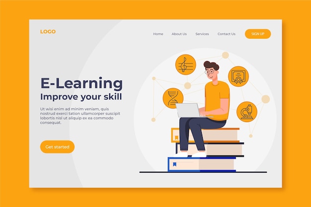 Plataforma de educación en línea plana lineal