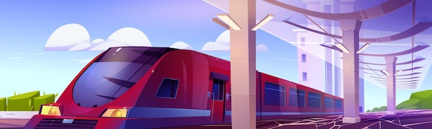 Plataforma de estación de tren moderna con tren de alta velocidad