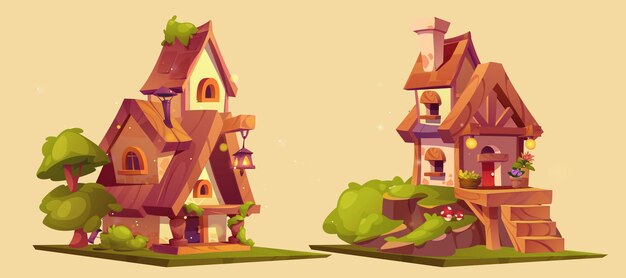 Plataforma de juego conjunto de activos de casas de campo de fantasía