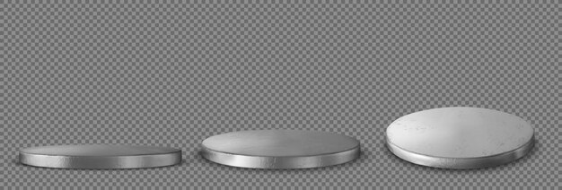 Plataforma de metal podio color plata escenario redondo