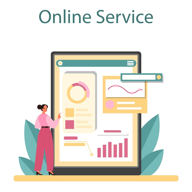 Vector gratuito plataforma o servicio en línea de auditoría del sitio web análisis de la página web de la visibilidad del sitio web en los motores de búsqueda análisis de datos web ilustración vectorial plana aislada