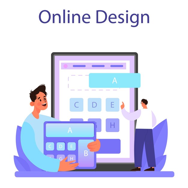 Plataforma o servicio en línea de diseño web receptivo Presentación de contenido adaptativo en diferentes páginas web Diseño en línea Ilustración de vector plano